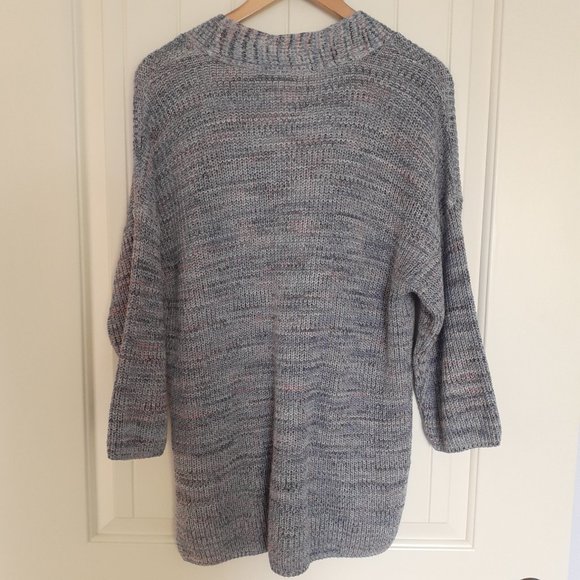 J. Jill Easy Dropped-Shoulder Cotton V-Neck Sweater Blue Jasper Size S - Picture 5 of 11